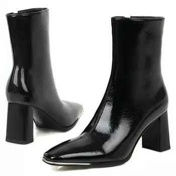 Elegant Women s Ankle Boots New Autumn Winter Short Boots For Women Sexy Square Black Heeled Party Footwear Shoes Large Size 48 34