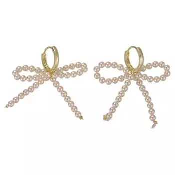 Elegant Women s Bowknot Dangle Earring Fashion Trend Imitation Pearls Earring Versatile and Chic Dangle Ear Studs Charm