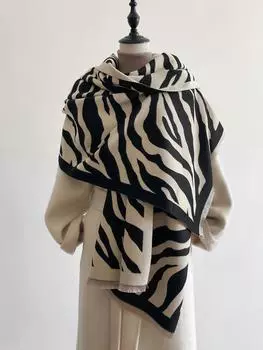 Элегантные женские шарфы из пашмины с бахромой, зимние теплые модные бренды, дизайнерские кашемировые двухсторонние шарфы, одеяла, шали