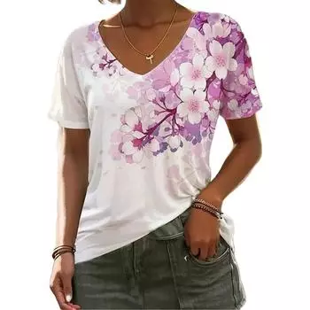 Летние женские футболки в стиле Харадзюку с 3D принтом «Элементальные цветы» и 3D принтом, удобные модные удобные футболки с короткими рукавами, пуловер 6XL