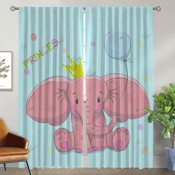 Elephant Curtains for Bedroom Blackout Curtain for Room 2 Panel Partition Shades Halloween Decoration Home Interior Curtains W50xH70cmx2pcs-CL
