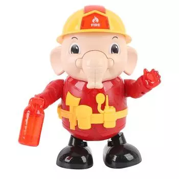Elephant Dancing Toy Fun Moving Light Up Music Electric Cartoon Firefighter Shaped for Boys Girls