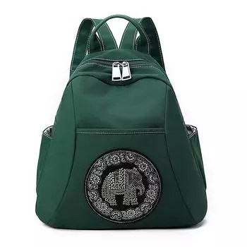 Elephant Nylon Backpack Women s Waterproof Lightweight Large Capacity Backpack Student Schoolbag темно-зеленого