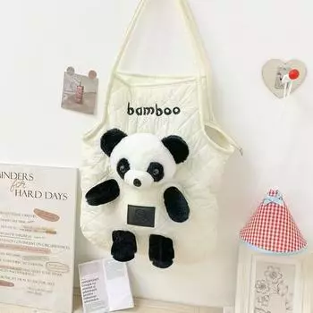 Elephant Panda Bear Plush Doll Single Shoulder Underarm Bag Spacious Storage Panda