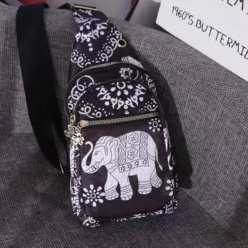 Elephant Pattern Crossbody Bag Korean Style Sport Fanny Packs Simple Ethnic Style Chest Bag Men чёрный