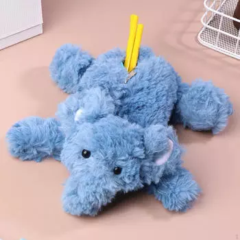 Elephant Pencil Case Stuffed Animal Stationery Bag Pouch Zipper Closure