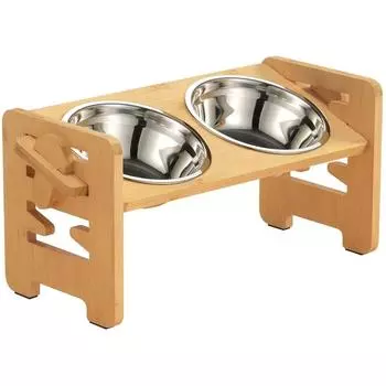Приподнятые миски для кошек - регулируемые приподнятые миски для собак с подставкой для маленьких собак и кошек, прочная бамбуковая кормушка для щенков и кошек