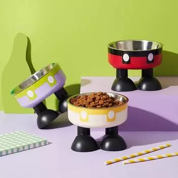 Elevated Cat Bowls Stainless Steel Pet Dish with Non-Slip Base Removable Pet зелёный