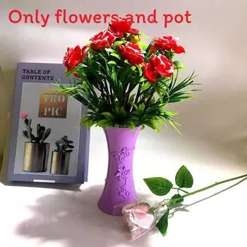 Eleven Simulate Large Roses Fake Flowers Potted Plants Indoor Decoration