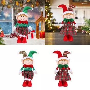 Elf Christmas Dolls Holiday Ornaments Adorable Cute Xmas Elf Figurine Mini Toy Elf Dolls for Desk Home Indoor Festivals Party