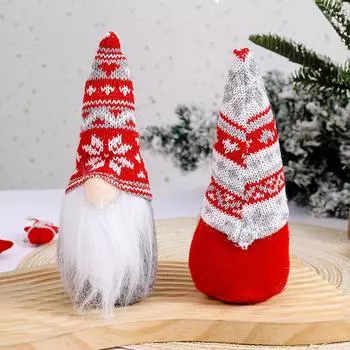 Elf Santa Gnome Christmas Faceless Doll Standing Gnomes Plush Doll Snowflake Knitted Hat Creative Holiday Home Party Decorations
