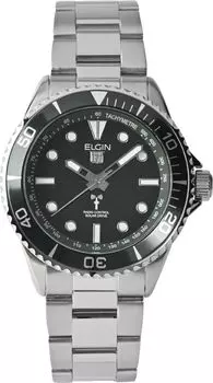 Elgin ELGIN радио солнечные часы наручные часы 10 АТМ водонепроницаемые солнечные элементы темно-зеленый циферблат [] мужские FK1427S-GRP серебряный