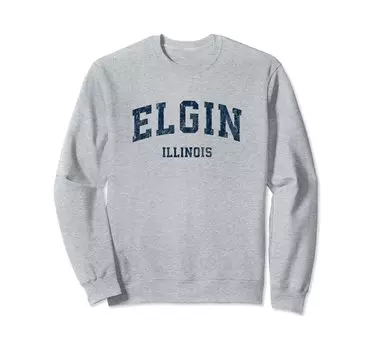 Elgin Illinois IL Vintage Varsity Sports Navy Design Толстовка