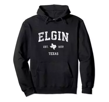 Elgin Texas TX Vintage Athletic Sports Design Hoodie