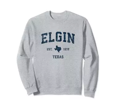 Elgin Texas TX Vintage Sports Design Navy Print Sweatshirt