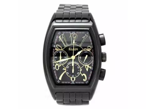 ELGIN Watch FK1215B-B мужские черные часы с браслетом из нержавеющей стали с хронографом НОВЫЕ