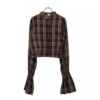 ELIN made in Japan check Long sleeve Short length No color shirt 38 Women Used