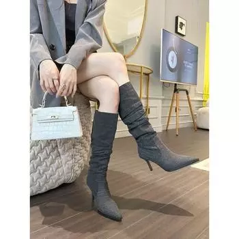 Elingstudio Babes Denim But Knee Boots Women s Fall 2025 Sword Boots 35