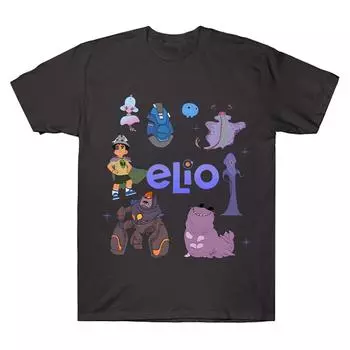 Elio Characters Tshirt Adventure Anime Print Tees Women Men Cotton Top Casual Short Sleeves Summer Breathable Shirt XS чёрный