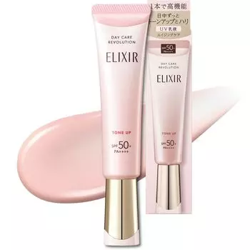 ELIXIR Day Care Revolution Tone Up 35 г УФ нежно-розовый утренний уход за упругостью и увлажнением, антивозрастной уход Superiel Shiseido квазилекарственная эмульсия/крем (SPF50 + PA ++++)