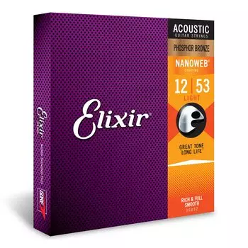 Elixir Elixir струны для акустической гитары NANOWEB фосфорная бронза светлая .012-.053 #16052 []
