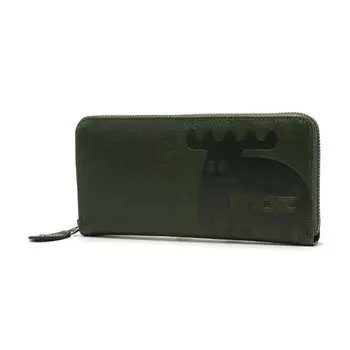 Elk Round Zipper Long Wallet Green [Mozu] ZNWE-86121
