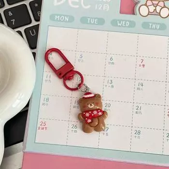 Elk Xmas Santa Claus Pendant Gingerbread Man DIY Chain Pendant Christmas Resin Key Chain Gift Bear(A)