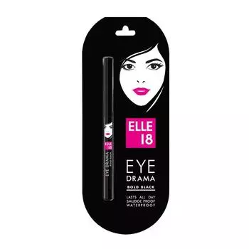 Elle 18 Eye Drama Kajal, суперчерный, водоотталкивающий и устойчивый к пятнам, 0,35 г