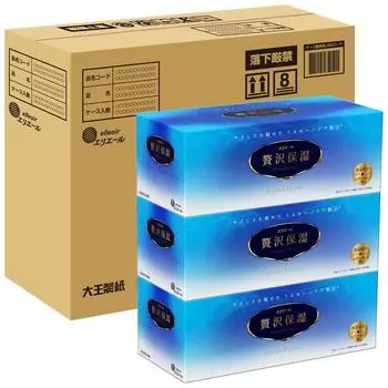 Elleair Box Tissue Luxury Moisturizing 200 пар x 12 коробок коробки x 4 целлюлозы (3 упаковки) 100% [Половина случая] белый