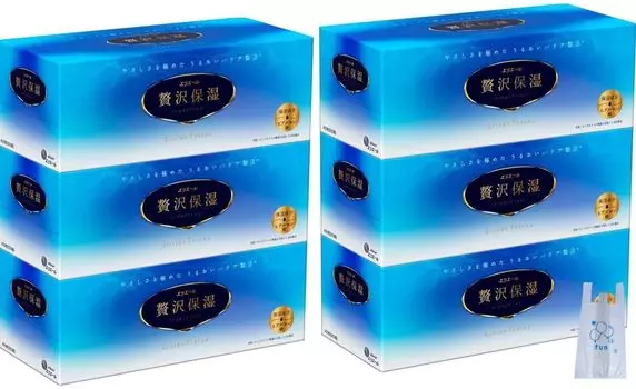 Elleair Luxury Moisturizing 200 пар x 3 коробки x 2 набора в оригинальном пластиковом пакете Увлажняющая коробка Салфетка целлюлозная оптовая закупка (400 листов) 100%