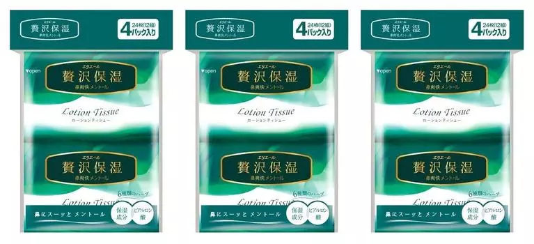 Elleair Luxury Moisturizing Nasal Refreshing Menthol Pocket Tissue, 3 шт. в упаковке, всего 3 шт. 12 [Оптовая скидка] (4 упаковки, сумки)]