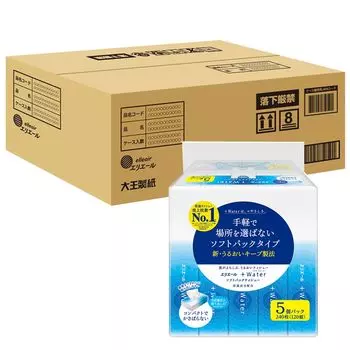 Elleair Soft Pack Tissue Plus Water 120 пар x 90 упаковок упаковок x 9 ярусов (+Вода) (5 кусков) [Половинный случай] [Простой случай] белый