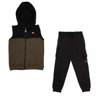 ELLESSE Детский комплект из 3 предметов: жилет для бега цвета хаки и футболка с длинными рукавами 2/3 ans хаки