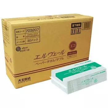 Ellevere Elvere Бумажные полотенца Eco Double среднего размера 200 пар x 30 пакетов Белые [Коробка продана] (400 листов) белый