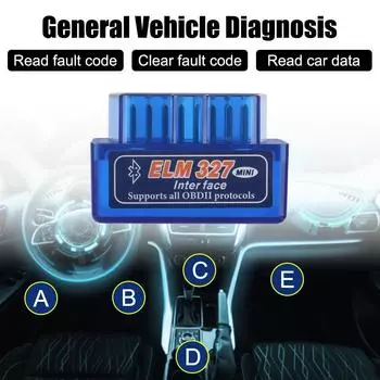 ELM327 для IOS/Android Code Reader OBD2 Интерфейсный адаптер Bluetooth V1.5 Детектор Двухрежимный автомобильный диагностический сканер синий