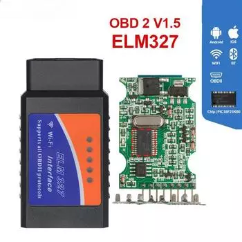 ELM327 V1.5 OBD2 сканер PIC18F25K80 BT/Wi-Fi ELM 327 OBD автомобильный диагностический инструмент для Android/IOS PK Vgate Icar2 считыватель кодов ELM327 Bluetooth чёрный