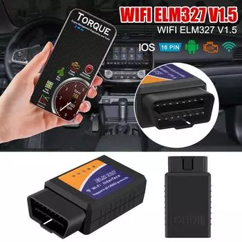 ELM327 WIFI V1.5 автомобильный считыватель кодов неисправностей OBDII адаптер OBD2 сканер автоматический диагностический инструмент сканирования автомобильные аксессуары для IOS Android 1 шт. чёрный