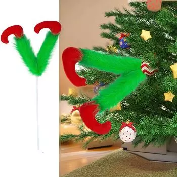 Елочные украшения из ножек рождественских эльфов, декор топперов на елку, рождественские искусственные украшения, ветки деревьев, плюшевые ножки для елочных украшений One Size