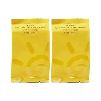 Eloel Pangpang Yellow Big Sun Cushion Plus Refill SPF50+PA++++, 25g, 2 pieces