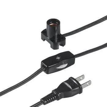 ELPA Проводная розетка для освещения Простая лампочка E12 Промежуточный выключатель 1A 125V Черный KP-M1215NH(BK)