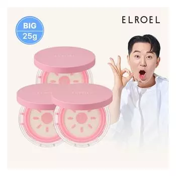 [ELROEL] Pink tone-up big sun cushion, 25g, 3 pieces_ELROEL, 3 pieces
