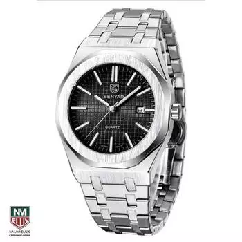 Elux Mall [синий цвет, доставка в тот же день] BENYAR BY-5156M Кварцевые часы Мужские часы, популярные корейские часы