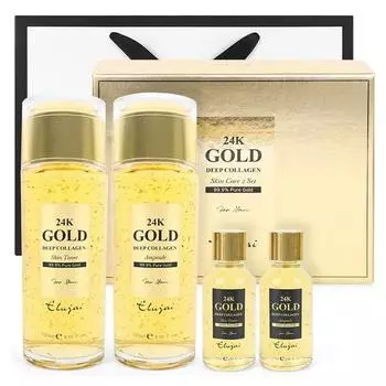Eluzai Men s 24K Gold Deep Collagen for Men Skin Ampoule 2 types + Portable 2 types + Shopping bag set, 1 set