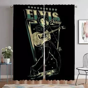 Elvis Blackout Curtains for Camera Shades Partition Living Room Curtain Kitchen Curtains 2 Pieces Halloween Decoration Elegant W50xH70cmx2pcs-CL