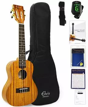 ELVIS Элвис желанный гавайский коа деревянный концертный укулеле K100C Красивая текстура древесины для игры гарантия на мир из 8 внутренних тщательно отобранных коричневый