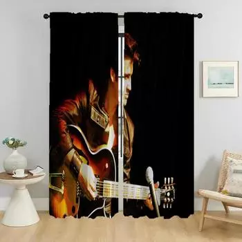 Elvis Partition Modern Living Room Curtains 2 Pieces Shades Halloween Decoration Tulle for Bedroom Home Interior Curtains Camera W50xH70cmx2pcs-CL