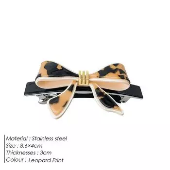 eManco Black Grab Clip Leopard Print Bow Decoration Two Colours Mix & Match Fashionable Women s Accessories Size fits all