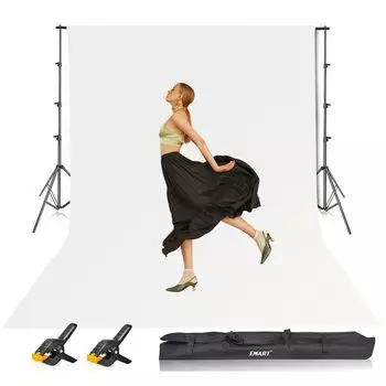 EMART Фоновая стойка 260x300 см Фоновая стойка, набор, белая фоновая ткань 300x360 см Белая тканевая стойка для фотографий, ширина и высота белого экрана