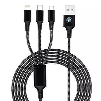 Emblem Three-in-one Car Superstrong Fast Charging Data Cable For BMW X6 X1 X2 X3 X4 X5 X7 E46 E39 E90 E36 E60 E34 E30 F30 E71