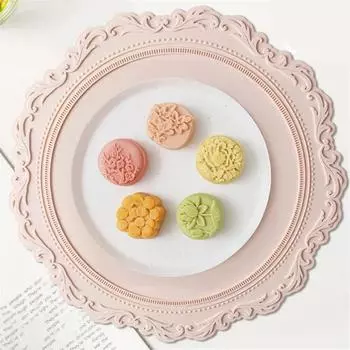 Силиконовый обеденный коврик с тиснением в виде розового цветка - термостойкая круглая подставка под столовую посуду, диаметр 23 см для элегантной защиты стола и теплоизоляции 23cm красный